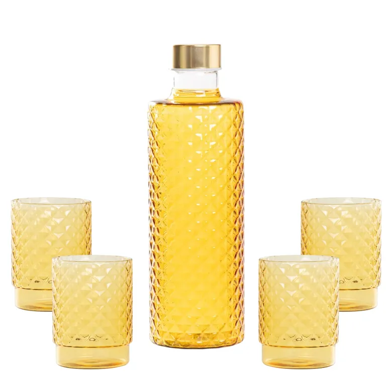 Zafferano Isolano Set Bicchieri e Bottiglia In Vetro Borosilicato - Set 5 Pz