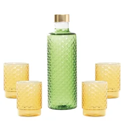 Zafferano Isolano Set Bicchieri e Bottiglia In Vetro Borosilicato - Set 5 Pz