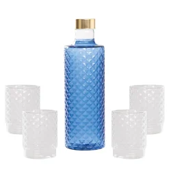 Zafferano Isolano Set Bicchieri e Bottiglia In Vetro Borosilicato - Set 5 Pz