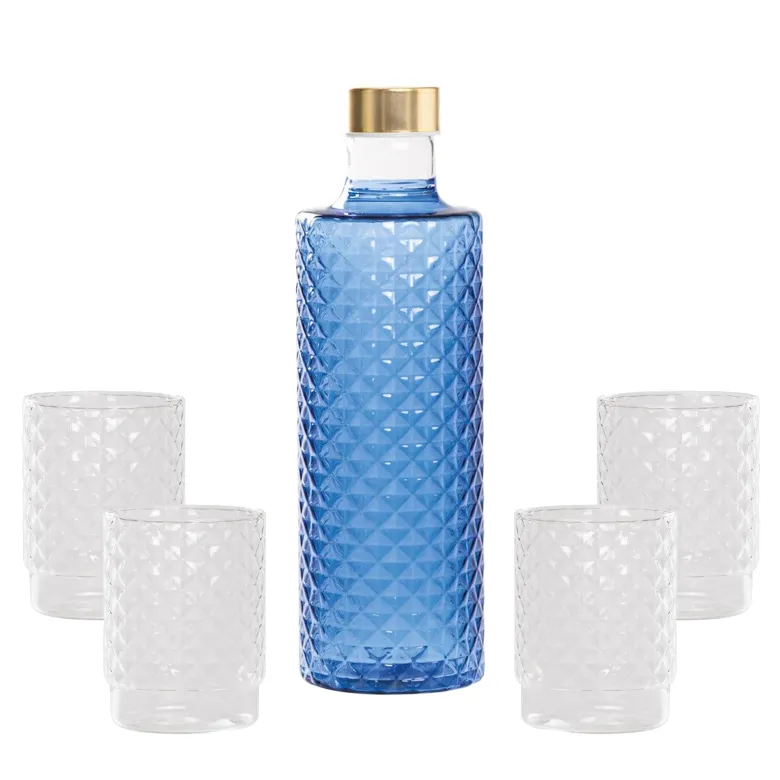 Zafferano Isolano Set Bicchieri e Bottiglia In Vetro Borosilicato - Set 5 Pz