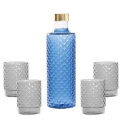 Zafferano Isolano Set Bicchieri e Bottiglia In Vetro Borosilicato - Set 5 Pz