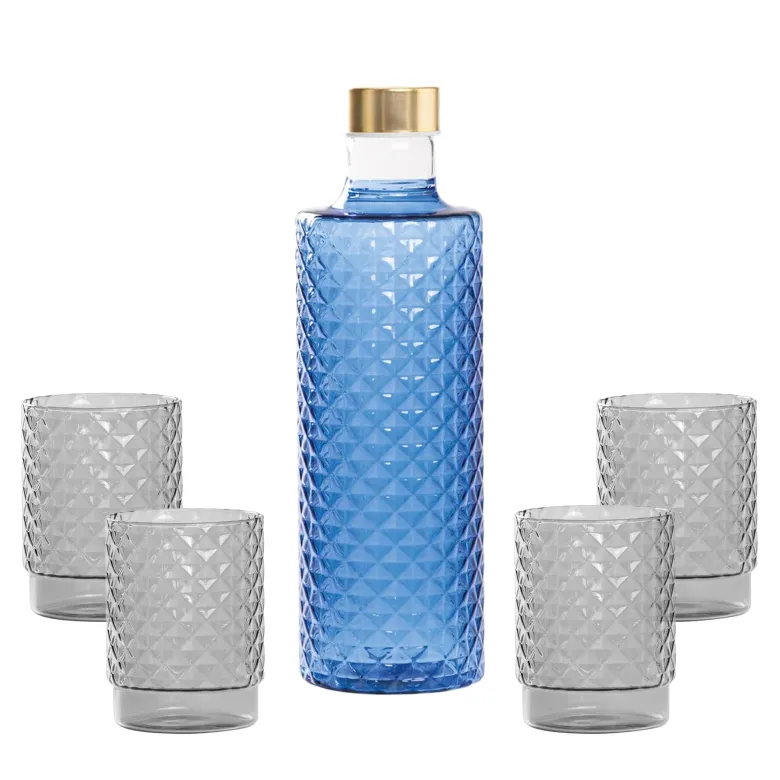 Zafferano Isolano Set Bicchieri e Bottiglia In Vetro Borosilicato - Set 5 Pz