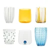 Zafferano Meltin Pot Mediterranean Classic Bicchieri Acqua Linee e Colori Assortiti In Vetro - Set 6 Pz